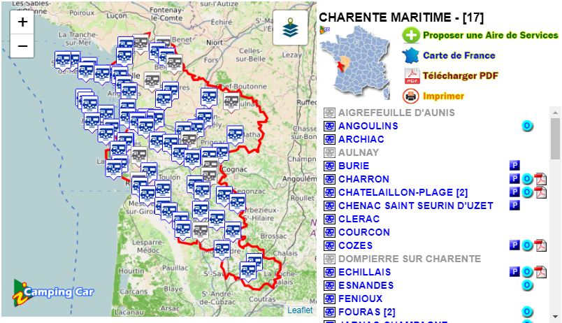 La CHARENTE MARITIME [17] en Camping Car