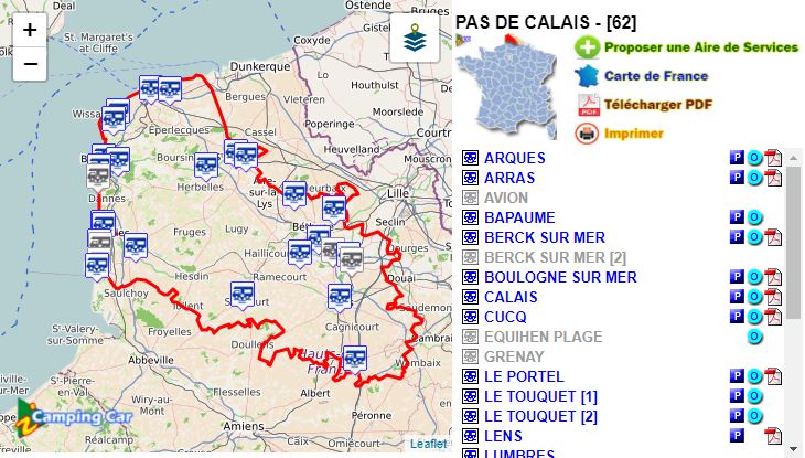 Le PAS DE CALAIS [62] en Camping Car